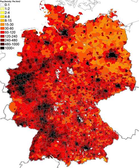 Image result for germany population density map