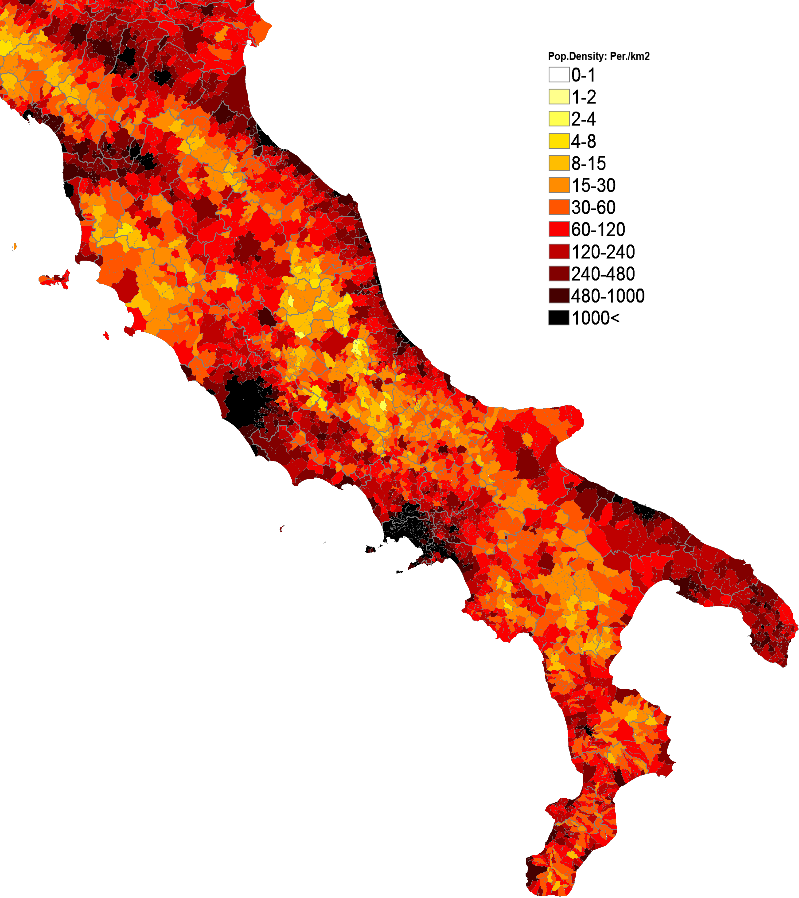 Italy Population Density Map Coastal Map World
