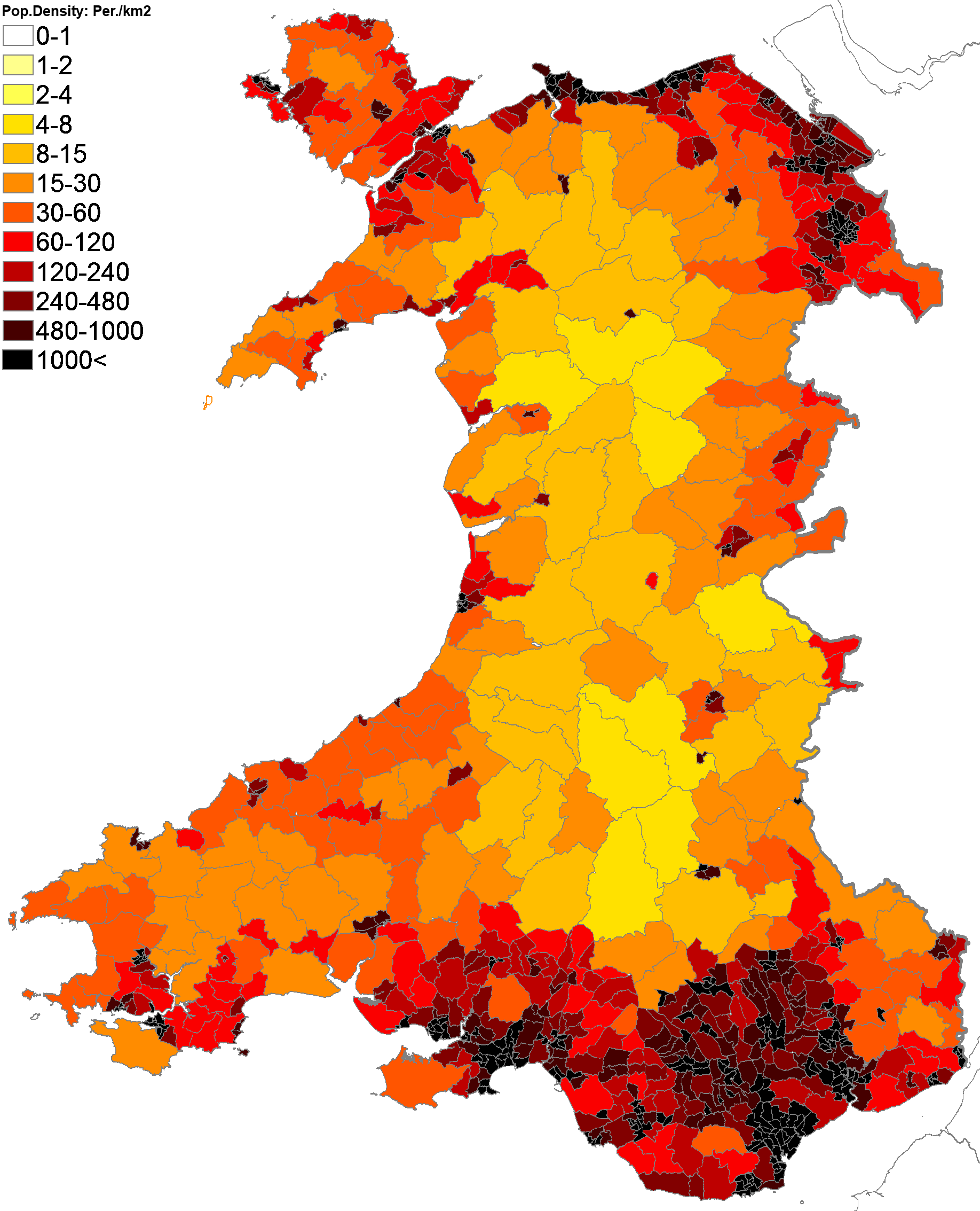 Wales Population Density Map