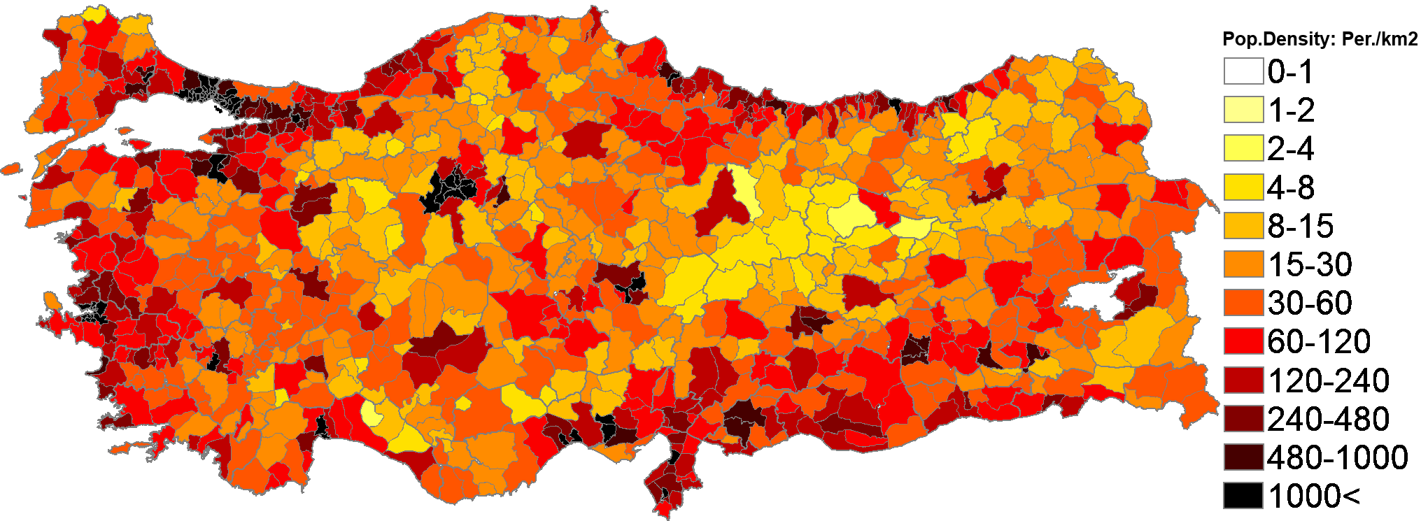 Turkey Population Density Map