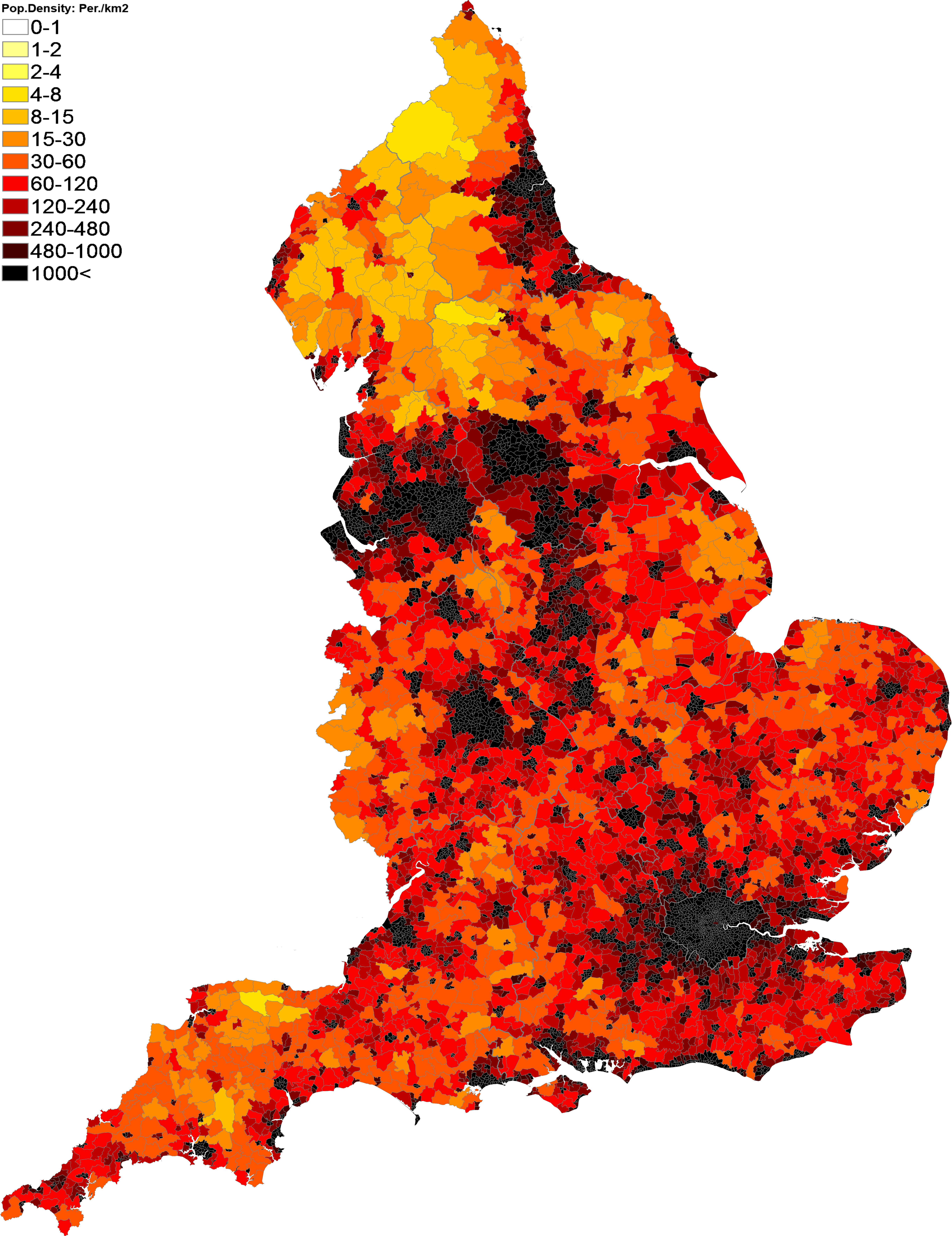 United Kingdom Population Density Map